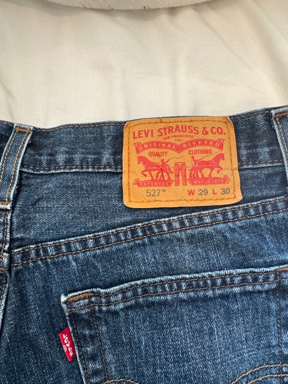 Levi's Blue Denim Jeans with Tan Patch